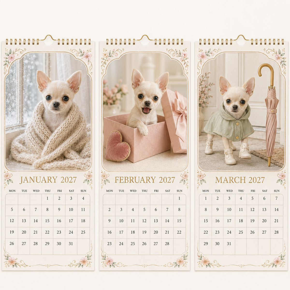 🐶2027 Funny Chihuahua Wall Calendar | A4 Hanging Calendar