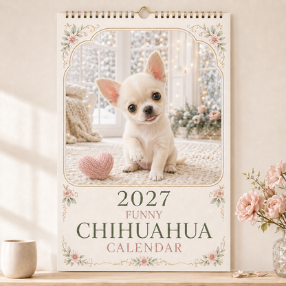 🐶2027 Funny Chihuahua Wall Calendar | A4 Hanging Calendar