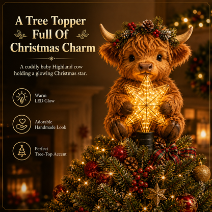 🎁Baby Highland Cow Glowing Star Tree Topper✨