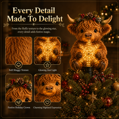 🎁Baby Highland Cow Glowing Star Tree Topper✨