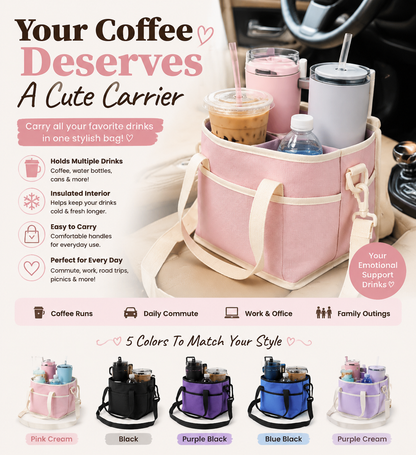 ☕ Emotional Support Drink Bag – Insulated Coffee Carrier Tote For Iced Coffee Lovers