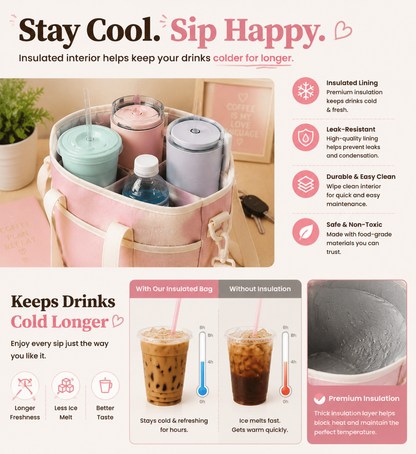 ☕ Emotional Support Drink Bag – Insulated Coffee Carrier Tote For Iced Coffee Lovers