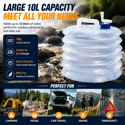 🏕️ Foldable Camping Water Container – 5L/10L/15L Portable Water Bucket