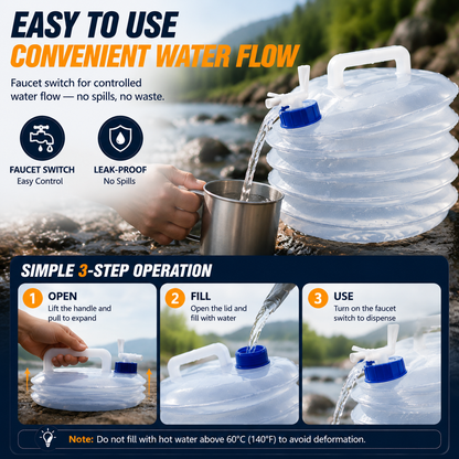 🏕️ Foldable Camping Water Container – 5L/10L/15L Portable Water Bucket