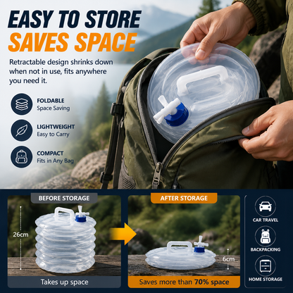 🏕️ Foldable Camping Water Container – 5L/10L/15L Portable Water Bucket