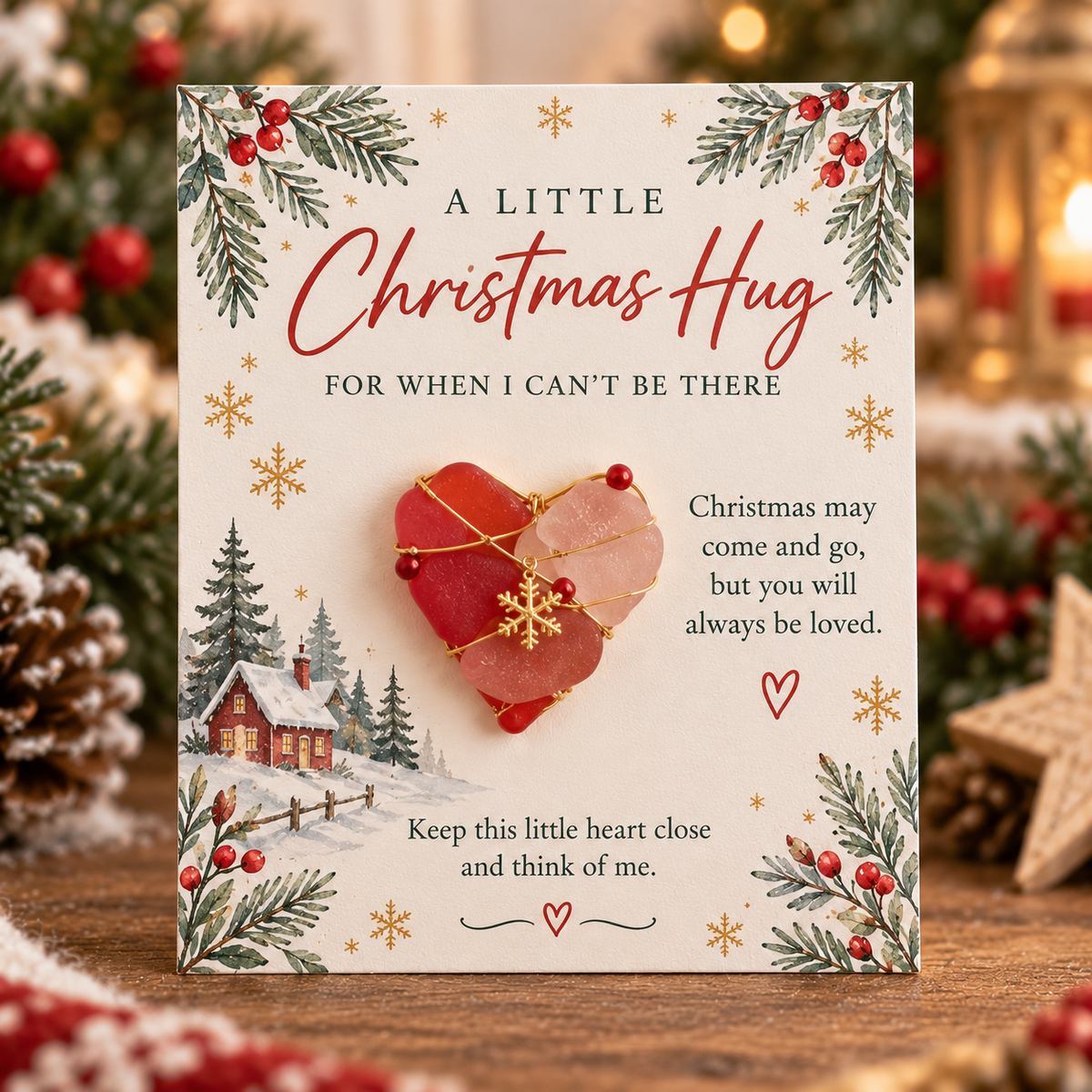 🤍 A Little Christmas Hug – Pocket Keepsake Card with Detachable Mini Ornament