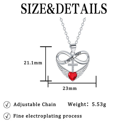 💖 I Love You Forever Heart Angel Wing Cross Necklace 💖