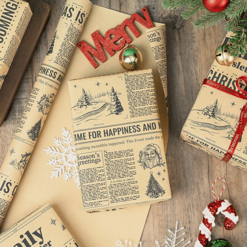 📰🎁 Retro Newspaper Christmas Paper Roll