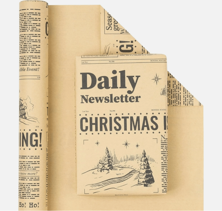 📰🎁 Retro Newspaper Christmas Paper Roll