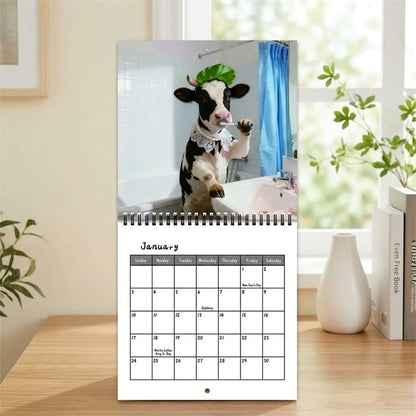 🐄 2027 Funny Cow Wall Calendar, 12-Month Spiral Planner With Notes