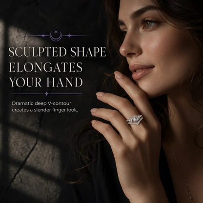 🌙✨ Vintage Gothic Crescent Moon Moonstone Ring – Platinum Plated V-Shaped Prong Setting, Pavé Sparkle & Ergonomic Comfort – Mystical Elegance for Every Day 💍