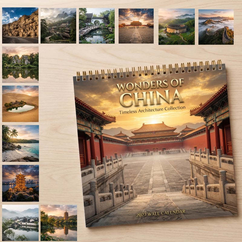 🏯 2027 Wonders of China Wall Calendar – 12 Months of Iconic Chinese Landmarks & Breathtaking Scenic Beauty