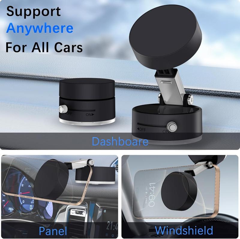 Vacuum magnetic phone holder, foldable and portable double-sided vacuum magnetic adjustable phone stand.