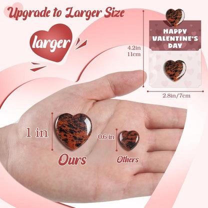 Valentine's Day Gem Gifts for Kids&Adults – 24 Pack Prefilled Cards with Heart-Shaped Gemstones