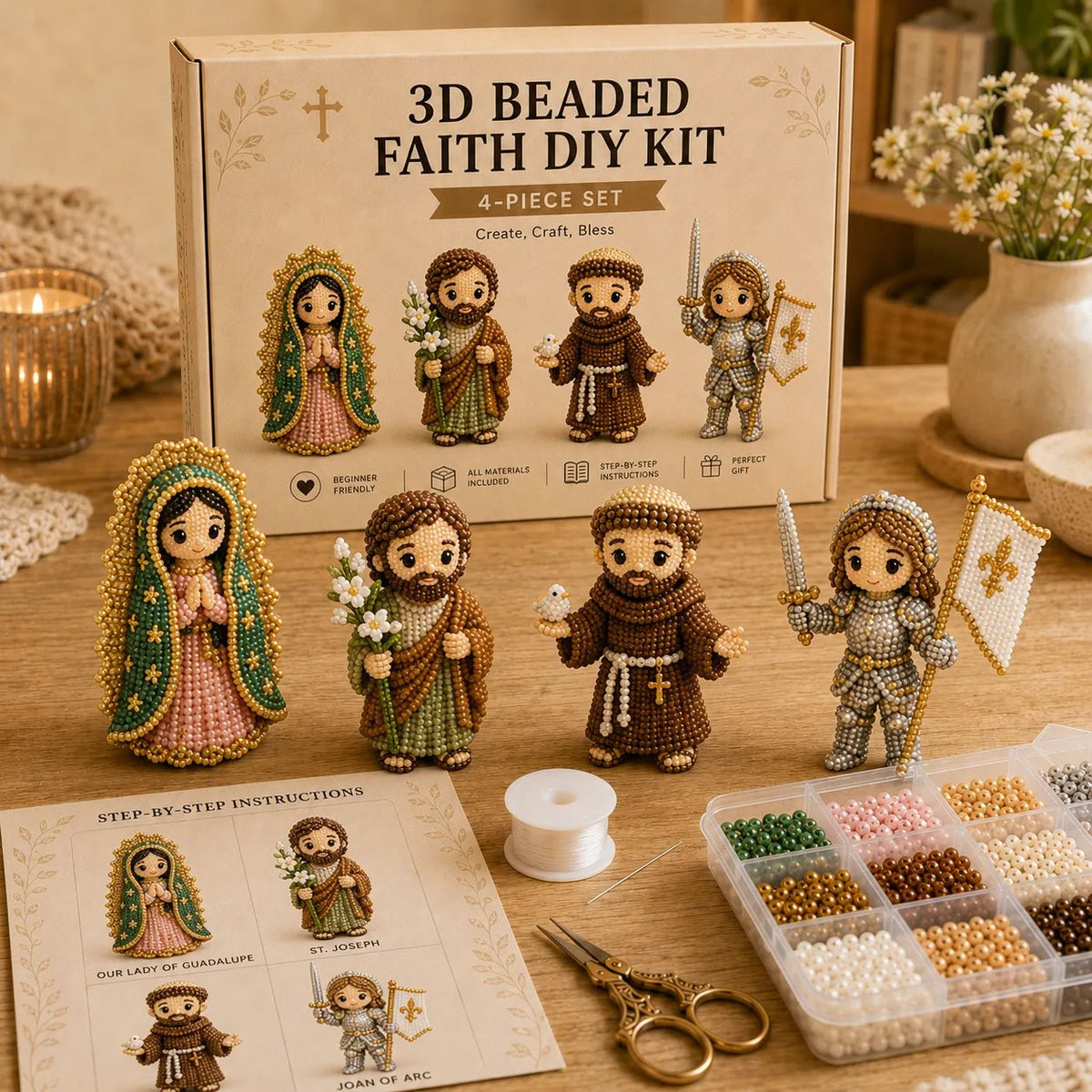 🔥  Tiny 3D Beaded Faith & Angel DIY Kit✨🕊️