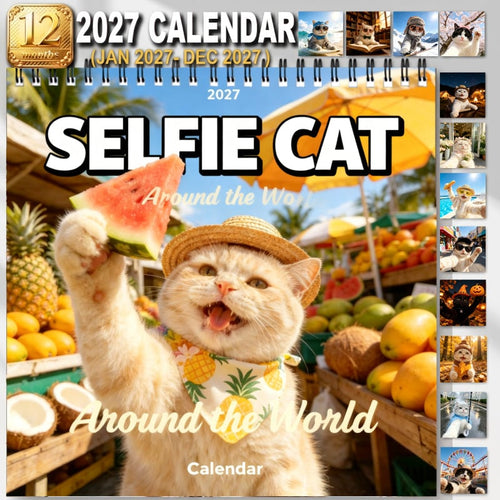 🐱 Selfie Cat Around the World 2027 Calendar – 12 Months of Funny Cat Selfies & Global Travel Adventures