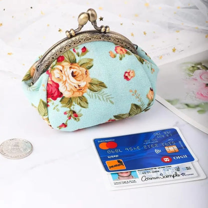 🌸Vintage Floral Kiss Lock Coin Purse, Large Capacity Mini Wallet & Card Holder for Cards