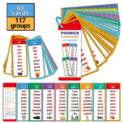 🎁🔥Phonics Word Cards 117 Sound Groups 900+ Rhyming Words Preschool English Discovery Joy