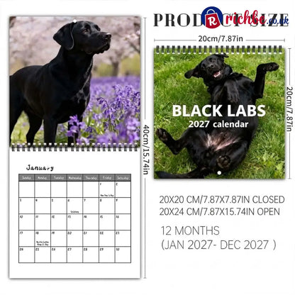 🐾 Black Labs 2027 Wall Calendar, 12 Months of Loyal Looks & Happy Tails - 2027 CALENDAR📅
