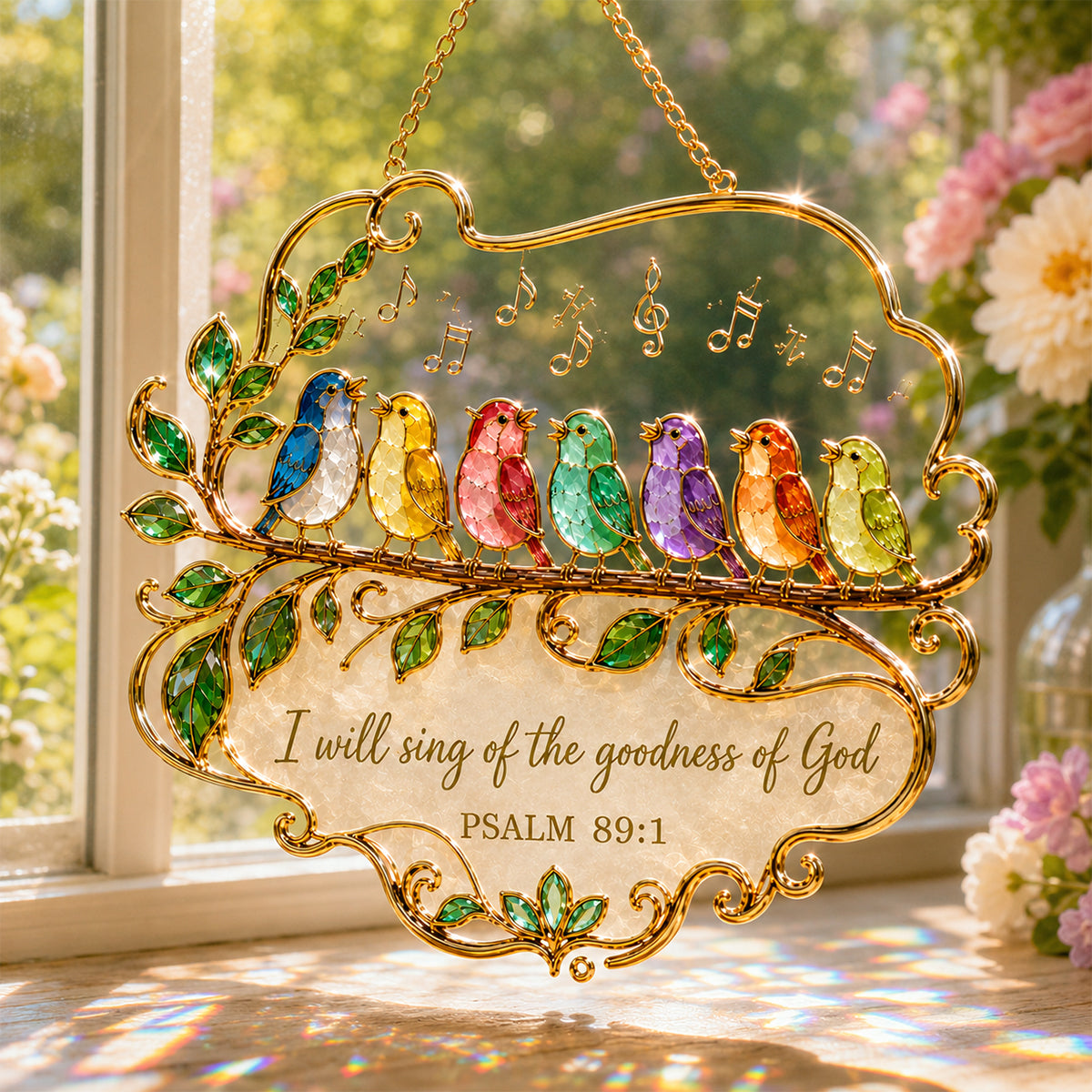 🌈Psalm 89:1 Songbird Window Hanging Suncatcher