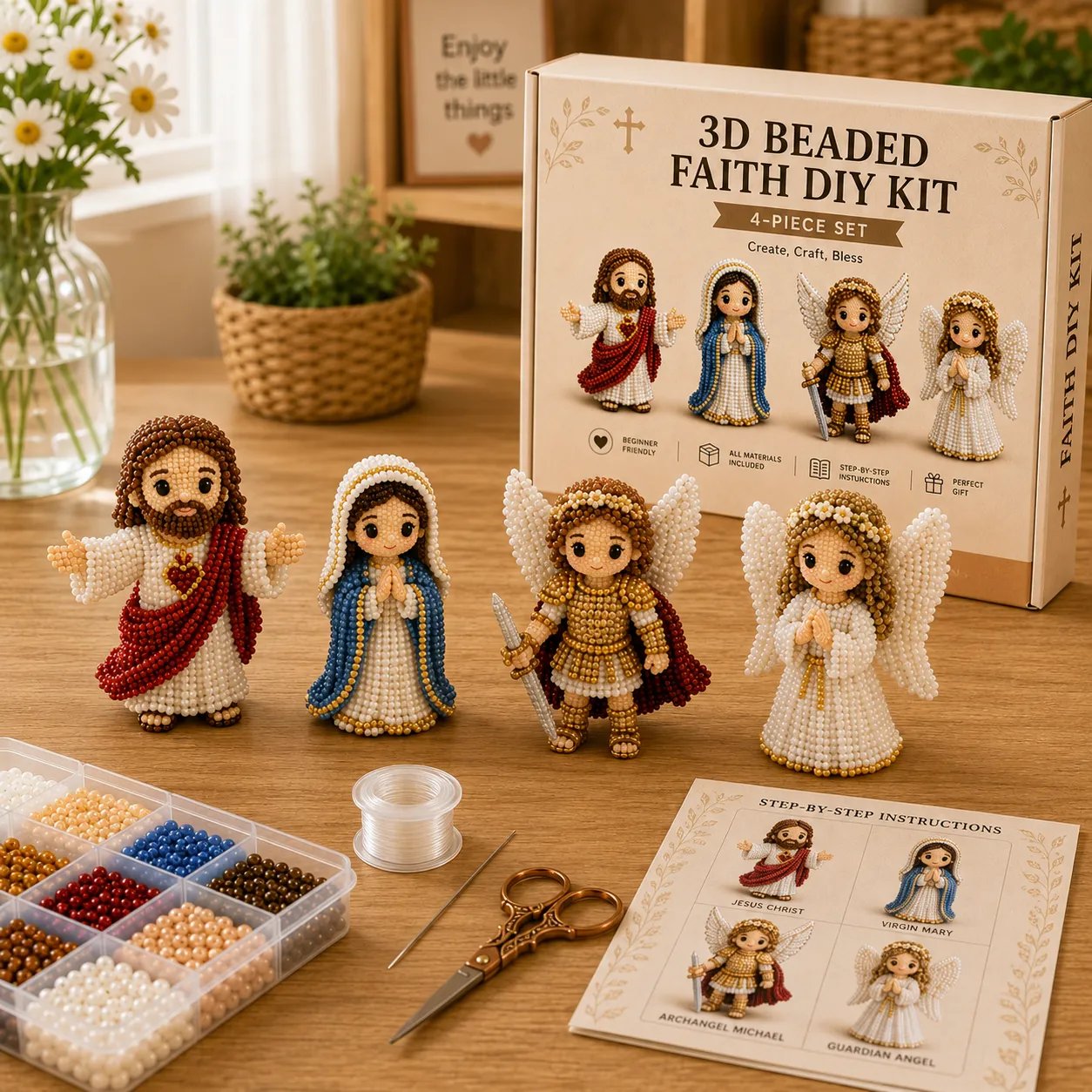 🔥  Tiny 3D Beaded Faith & Angel DIY Kit✨🕊️
