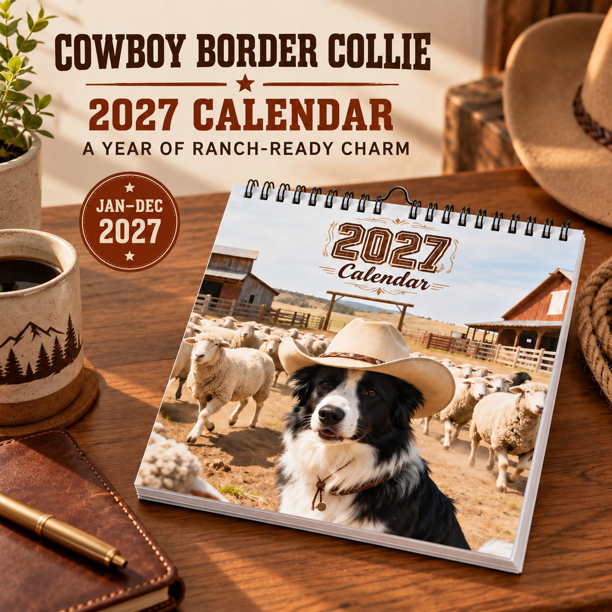🐶 Cowboy Border Collie 2027 Calendar