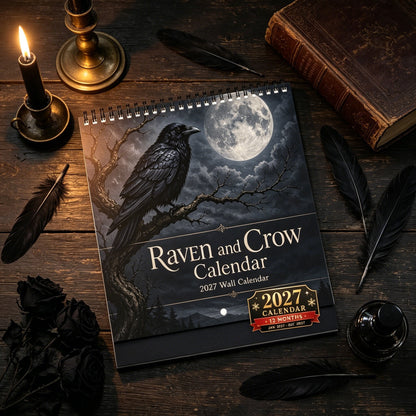 🐦‍⬛Raven & Crow 2027 Wall Calendar — 12 Months of Moonlit Gothic Art🖤