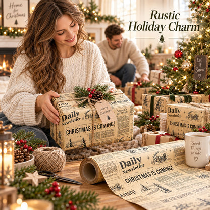 📰🎁 Retro Newspaper Christmas Paper Roll
