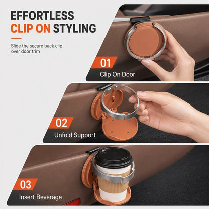 ⏰Multifunctional Foldable Car Door Cup Holder Large Diameter Drink and Water Bottle Storage Rack