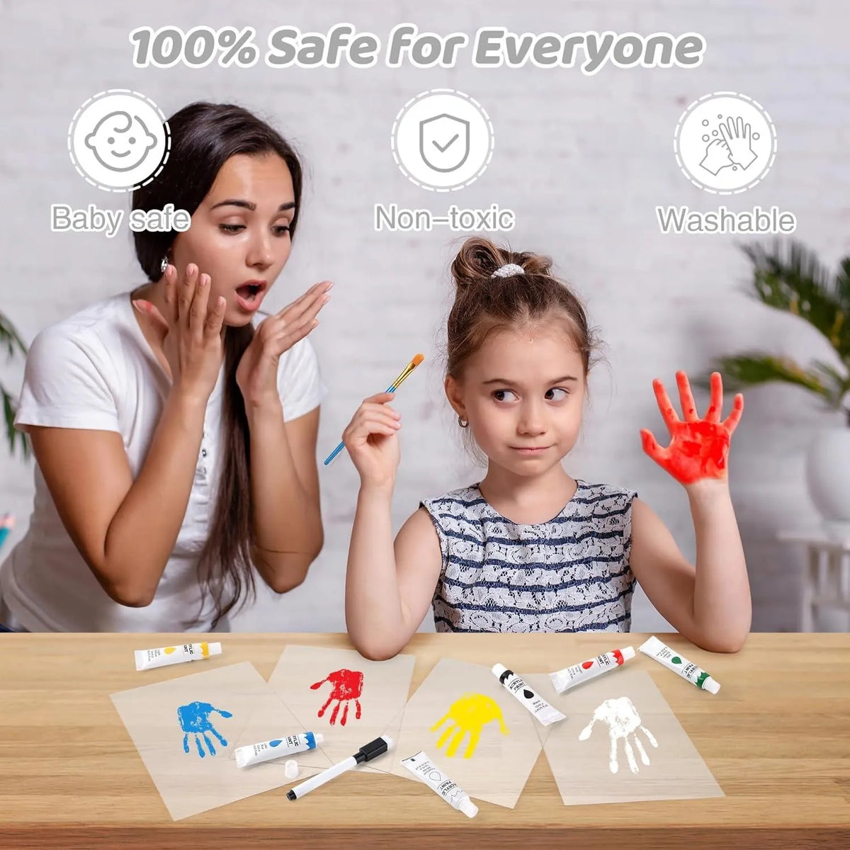 Wooden Transparent Handprint Frame Set, DIY Family Memorial Gift Kit
