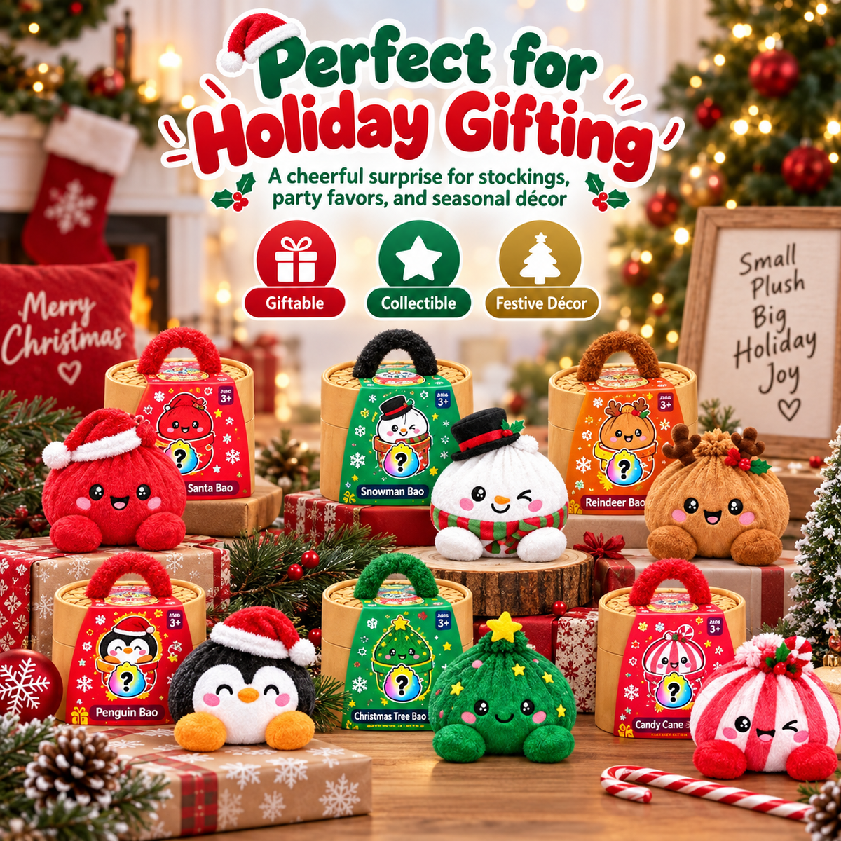 🎄 Christmas Bao Plush Collection – 10 Festive Characters | Choose Your Favorite