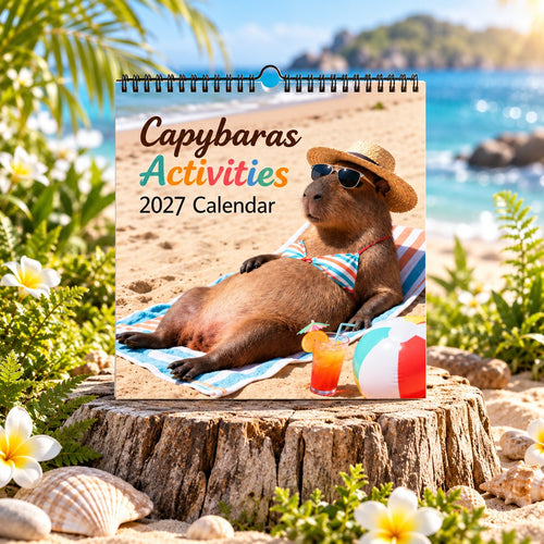 🔥😍📌 2027 Capybara Wall Calendar, Spiral Monthly Planner for Home