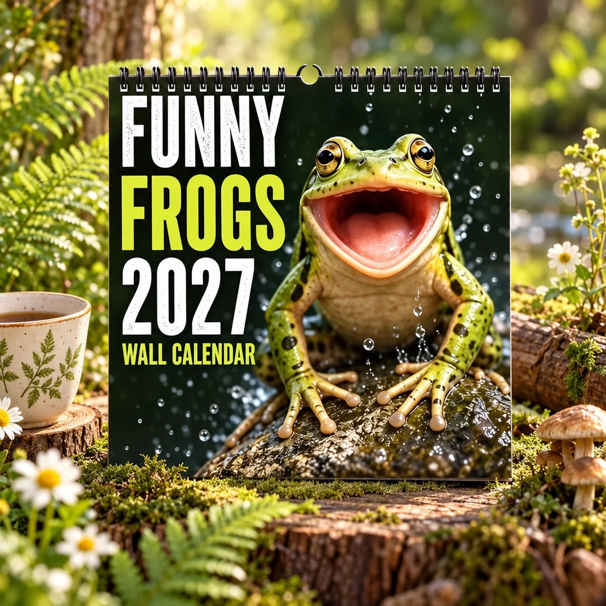 🐸Funny Frogs 2027 Wall Calendar – Cute Humorous Frog Calendar, Quirky Amphibian Gift, Nature & Wildlife Decor