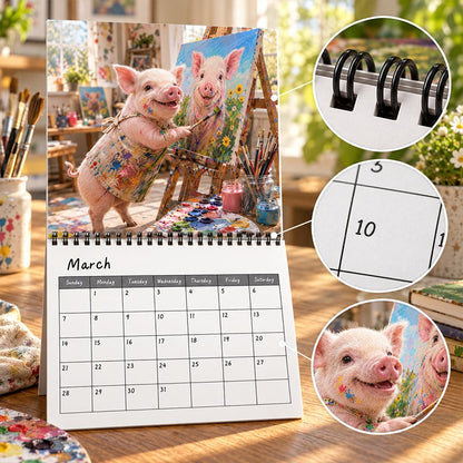 🐷 2027 Funny Pig Wall Calendar, 12-Month Spiral Planner With Notes