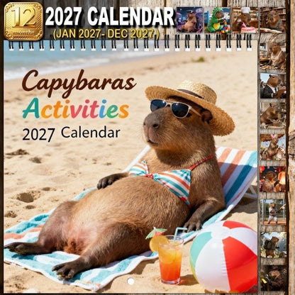 🔥😍📌 2027 Capybara Wall Calendar, Spiral Monthly Planner for Home