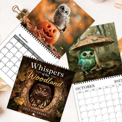 🦉 2027 Whispering Woods Owl Wall Calendar, Spiral Planner With Notes