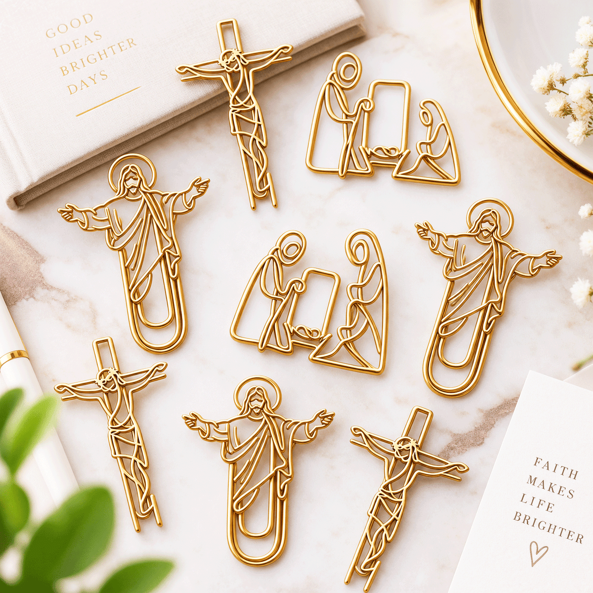 Faith-Inspired Gold Paper Clips ✝️ | Decorative Christian Page Markers, Perfect Small Religious Gifts for Church Friends & Family