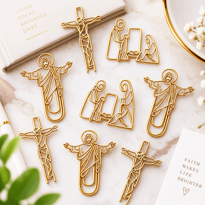 Faith-Inspired Gold Paper Clips ✝️ | Decorative Christian Page Markers, Perfect Small Religious Gifts for Church Friends & Family