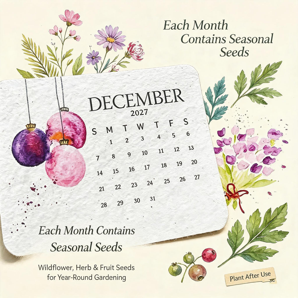 🌱Eco-Friendly Plantable 'Timeless' Seed Calendar 2027 ✨ Plan•Plant•Grow•Enjoy