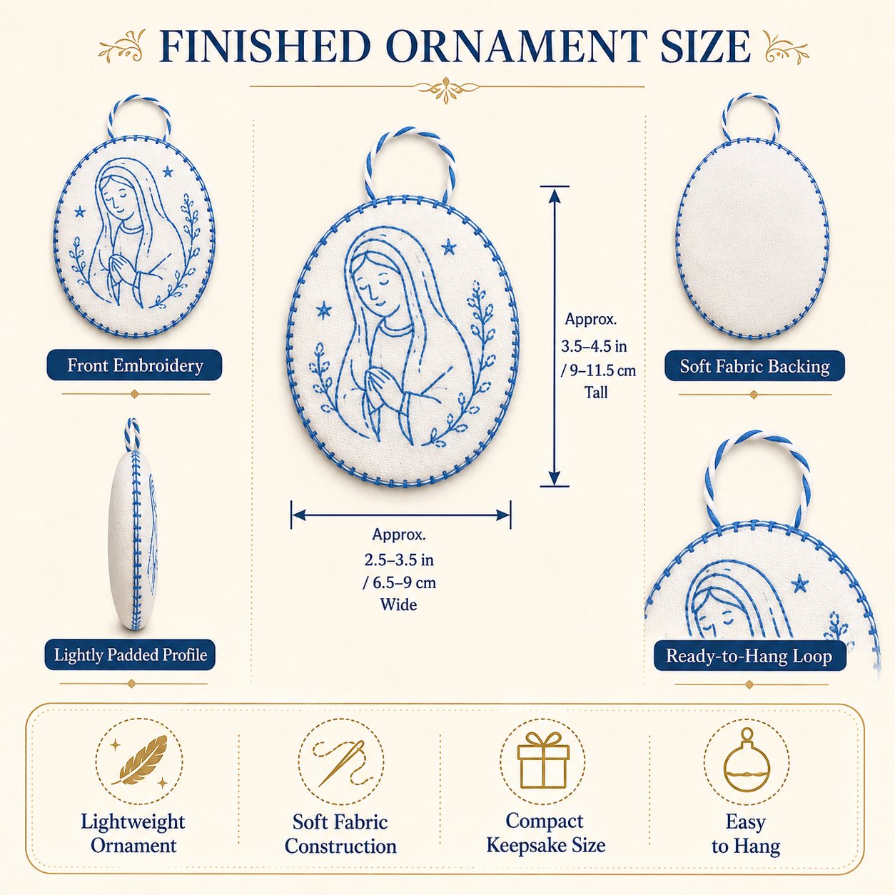 🧵Beginner-Friendly DIY Heirloom Oval Embroidery Ornament Kit Collection | Complete Kit with All Tools & Step-by-Step Guide Included 💕