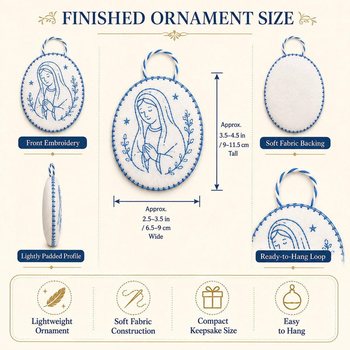 🧵Beginner-Friendly DIY Heirloom Oval Embroidery Ornament Kit Collection | Complete Kit with All Tools & Step-by-Step Guide Included 💕