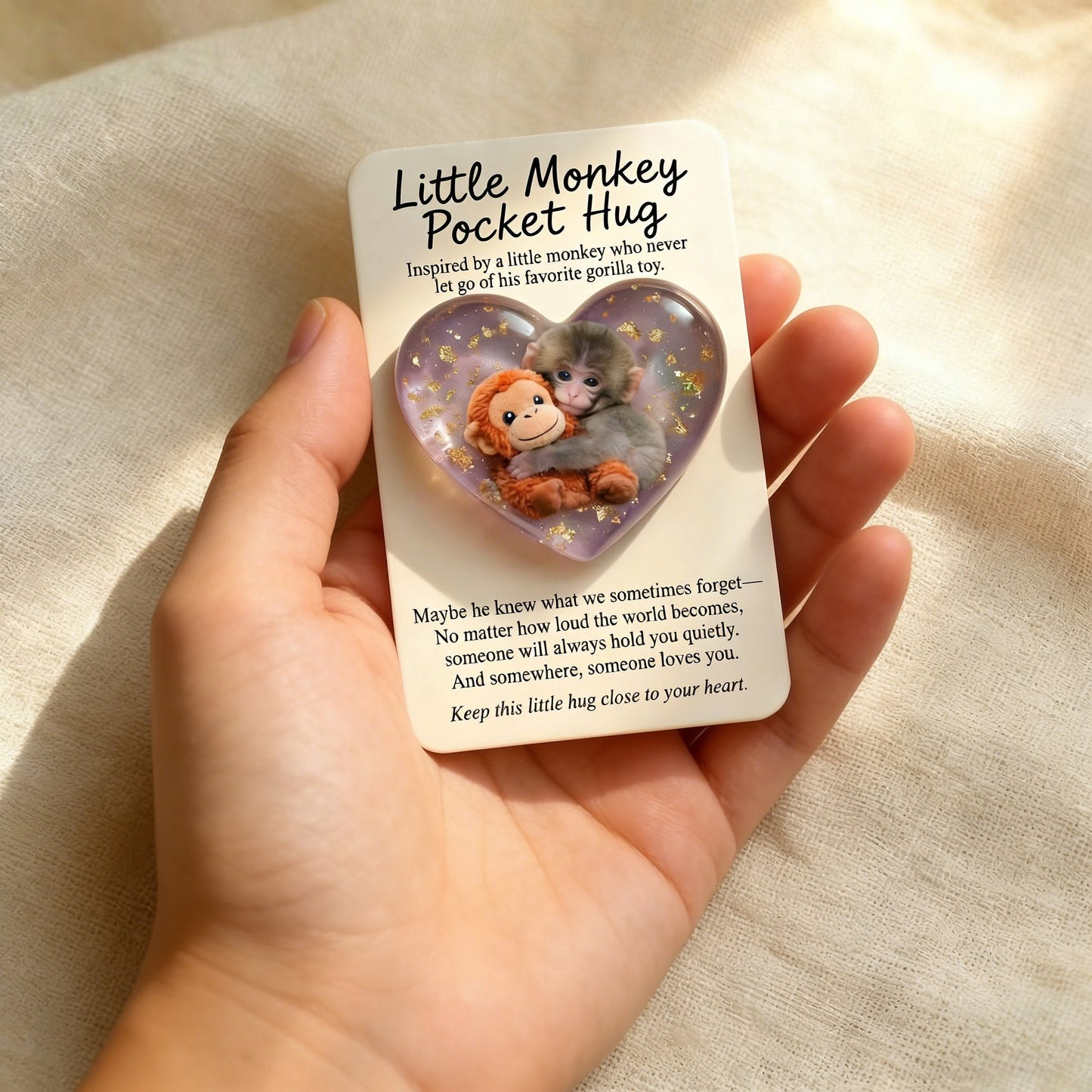 🐵💕Viral Punch Monkey Pocket Hug with Gift Card💌- Emotional Gift for Animal Lovers, Family, Friends, Loved Ones🎁