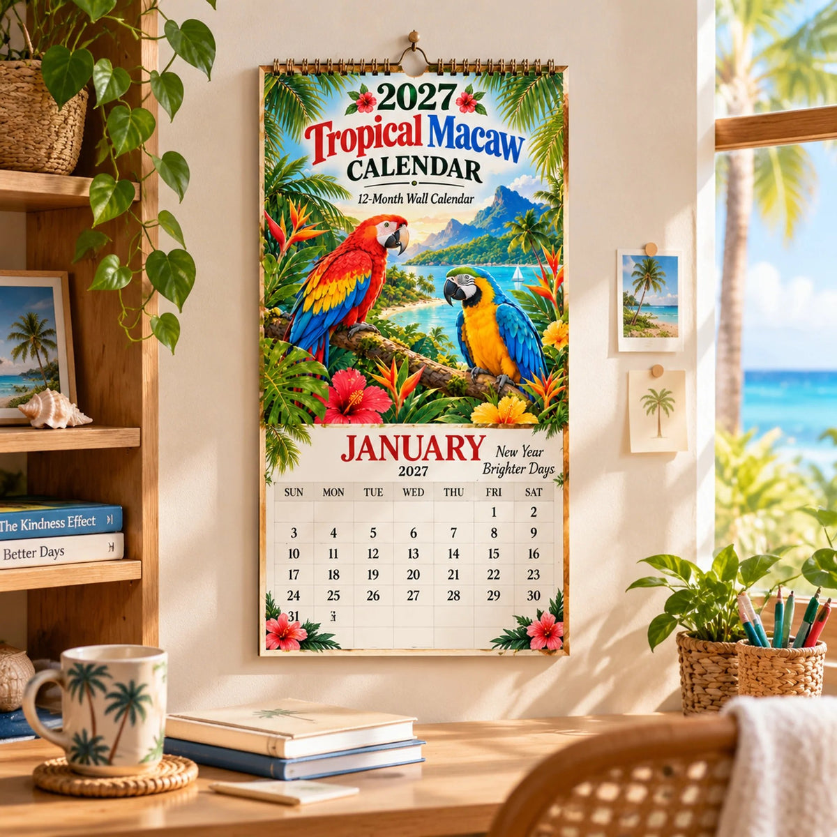 2027 Tropical Macaw Calendar – Colorful 12-Month Wall Calendar