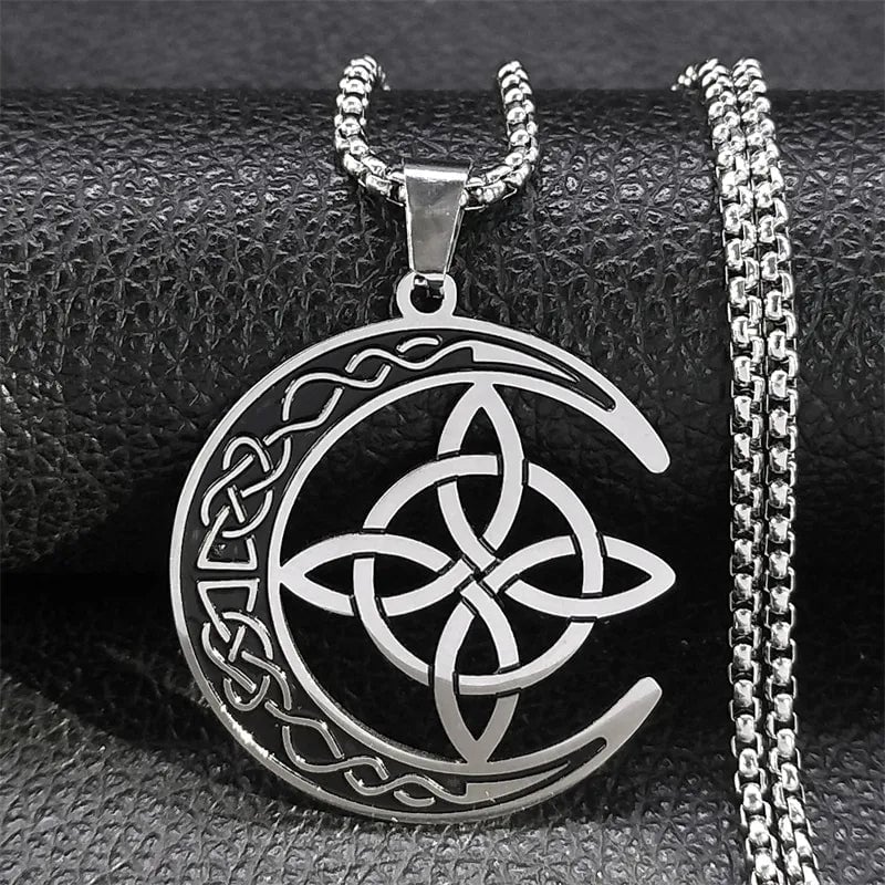 🧚Celtic Knot Crescent Steel Pendant Necklace✨