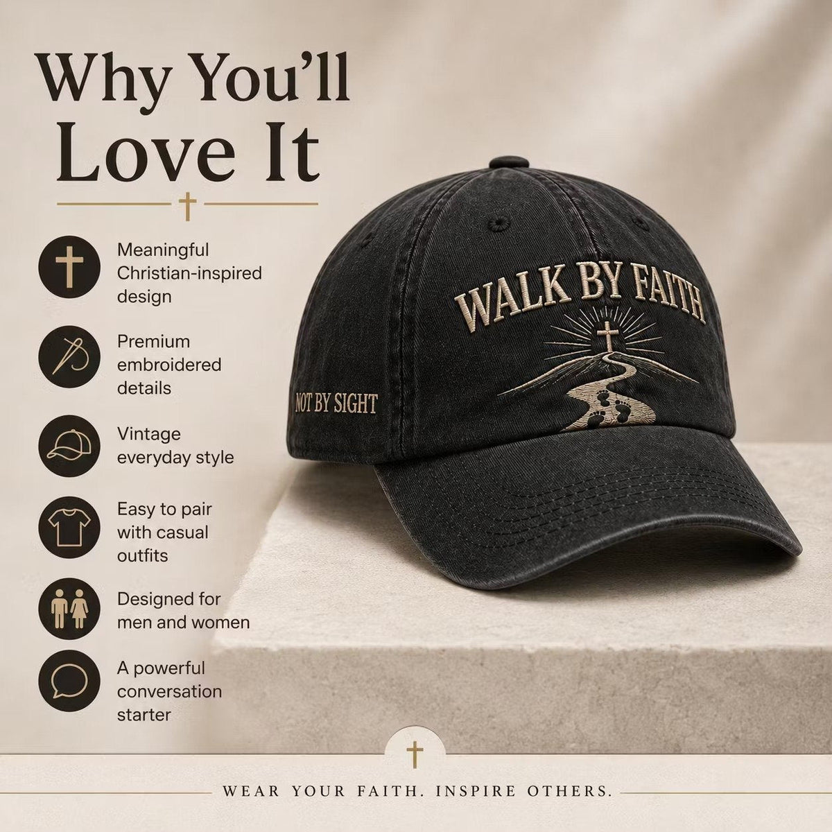 Why you will love the Walk By Faith Christian embroidered cap benefits summary