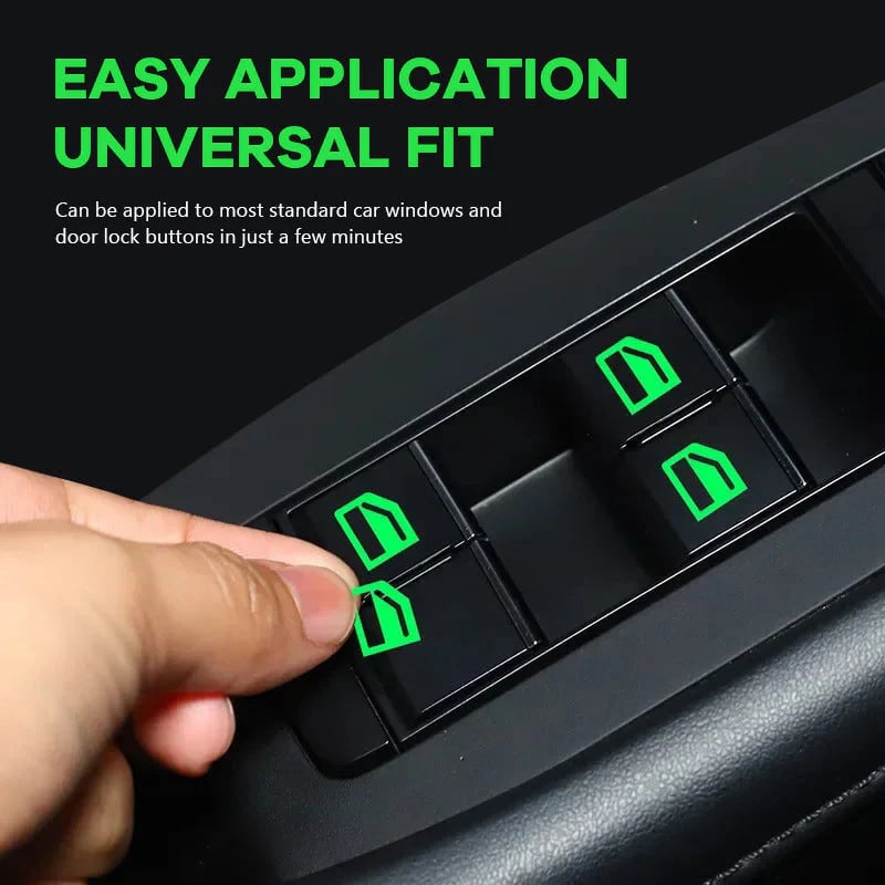 💡Car Window Lift Switch Luminous Stickers - Colorful Night Glow Warning Button Decal