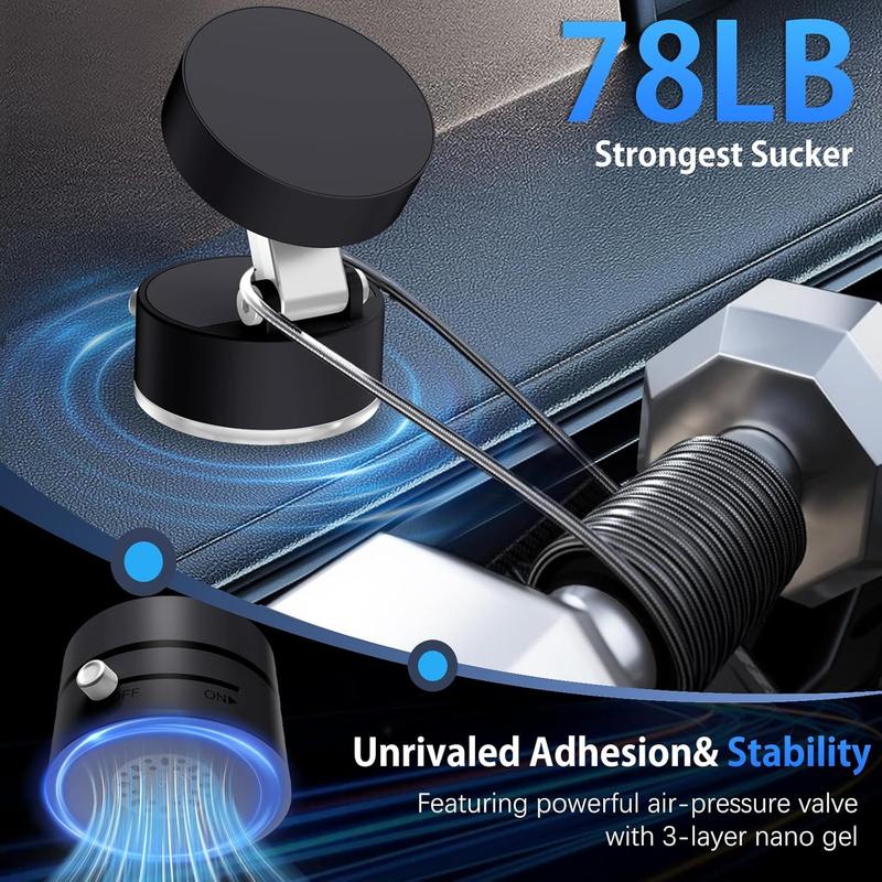 Vacuum magnetic phone holder, foldable and portable double-sided vacuum magnetic adjustable phone stand.