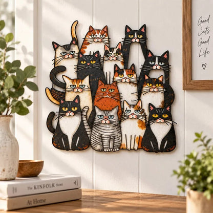 Whimsical Cat Family Metal Wall Art😻🐾