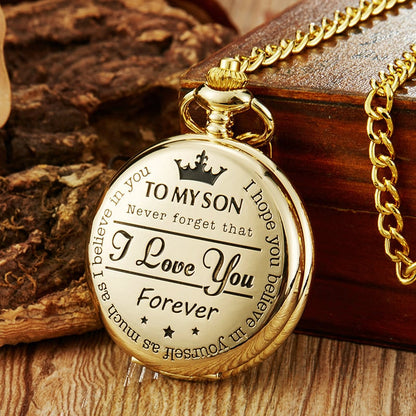 ⏱️💕"TO MY SON/ DAUGHTER/ DAD" Quartz Pocket Chain Watch