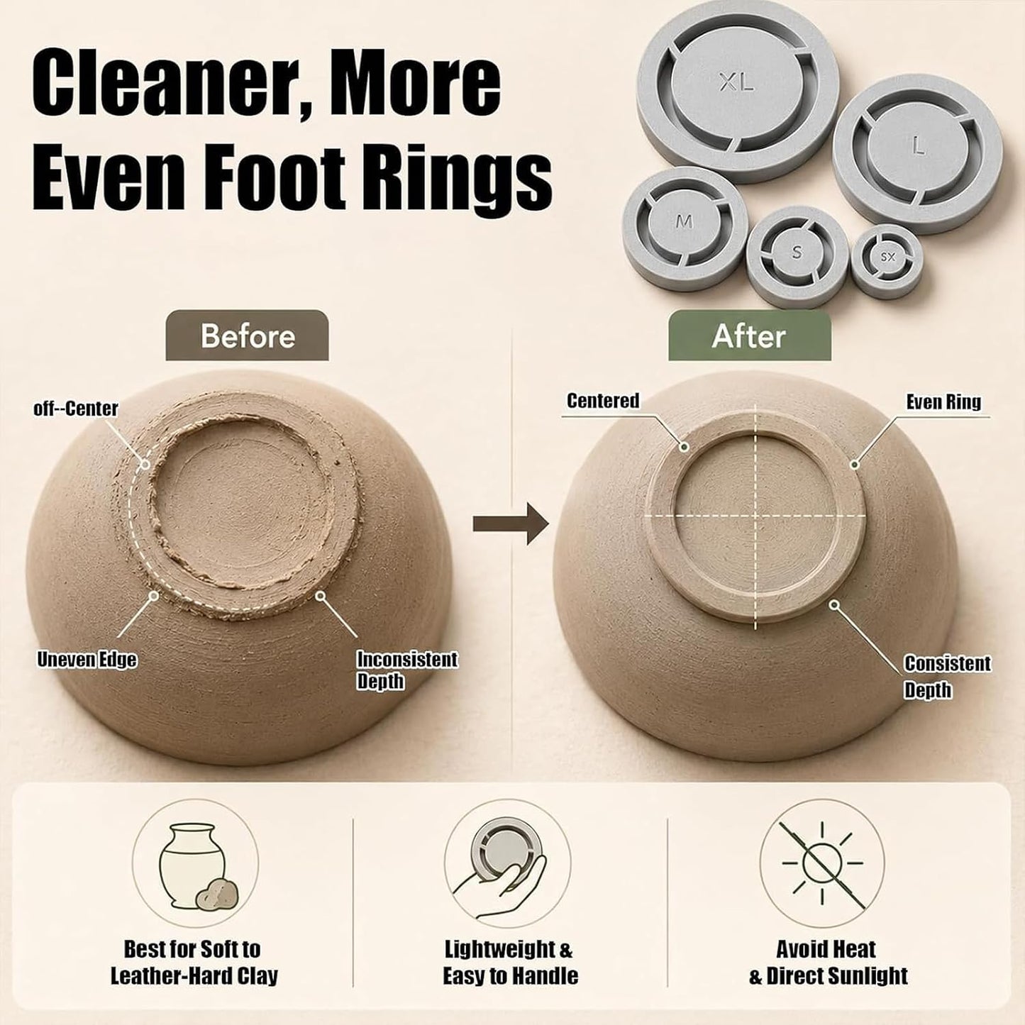 🏆Limited Time Sale 49% OFF🏺👐 Pottery Foot Ring Tool